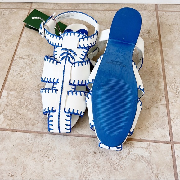 NEW Farm Rio Blue Palm Tree leather Sandal flats - Picture 3 of 8